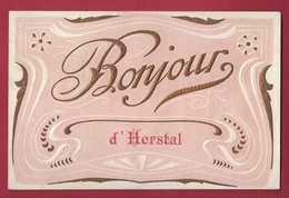 Bonjour D´Herstal -   Style  Art- Nouveau. Relief Et Dorures. 2 Scans. - Herstal