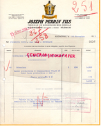 13 - MARSEILLE - FACTURE JOSEPH PERRIN FILS- FBRIQUE DE BONBONNES BOIS DEROULE- USINE A ORANGE- 1953 DEROULEX - 1950 - ...