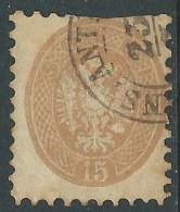 1864-65 VENETO E MANTOVA USATO 15 S DIFETTOSO  - M57-8 - Lombardo-Vénétie