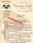 75- PARIS- FACTURE CHASSANY FRERES- VERRERIES A BOUTEILLES BOUCHONS- 64 BD. RICHARD LENOIR- BIERE-1911 - 1900 – 1949