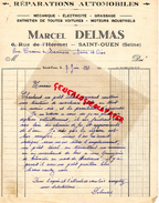 93 - ST SAINT OUEN- FACTURE MARCEL DELMAS- REPARATIONS AUTOMOBILES- RUE CASSINI A SANNOIS- 6 RUE L' HERMET- 1942 - 1900 – 1949