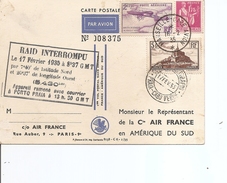 France - Air France ( Carte De 1935 De Marseille Vers PortoPraia -Raid Interrompu à Voir) - 1927-1959 Lettres & Documents