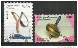 EUROPA 2015. (Jouets Anciens) Administration Française & Espagnole.  2 T-p Oblitérés, - Used Stamps
