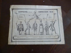 Affiche Illustrée Souvenir De La Cavalcade De 1856 Chansons Populaires, Dagobert, Pierrot, Lustucru, Mère Michele, ... - Plakate