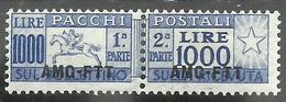 TRIESTE A 1954 AMG-FTT SOPRASTAMPATO D'ITALIA ITALY OVERPRINTED PACCHI POSTALI LIRE 1000 CAVALLINO MNH - Postal And Consigned Parcels