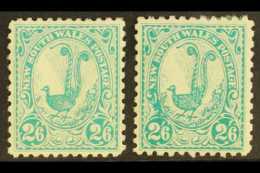 NEW SOUTH WALES 1905-10 2s.6d Blue Green Lyrebird, SG 349a And 349b, Fine Mint. (2) For More Images, Please Visit... - Other & Unclassified