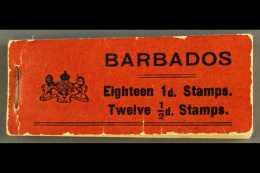 1916 BOOKLET. 1916 2s Black On Red Containing Twelve ½d Stamps (one Missing) & Eighteen 1d Stamps, SG... - Barbados (...-1966)