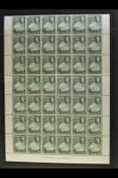 1938-52 COMPLETE SHEET NHM 1s Green, SG 115, Complete Sheet Of 60 Stamps (6 X 10), Selvedge To All Sides, Never... - Bermuda