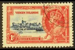 1935 1d Deep Blue And Scarlet, Silver Jubilee, Variety "Kite And Horizontal Log", SG 103l, Very Lightly Used, Few... - Britse Maagdeneilanden