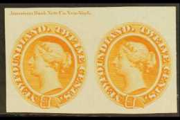 1865 12c Chestnut, As SG 28, Die Proof In Orange On Card, With ABN Imprint, Uni 28TC, Horizontal Pair, Very Fine... - Other & Unclassified