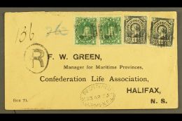 1895 Registered Cover From St Johns To Halifax, NS, Franked 1887 1c Green (20 And 3c Deep Slate (2) Tied By Barred... - Other & Unclassified