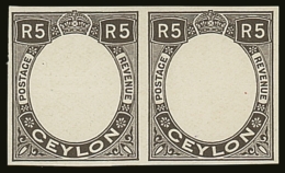 1927 5r Black On Glazed Paper, Pair Of Proofs For The Outer Frame (as SG 565), Very Fine. For More Images, Please... - Ceylon (...-1947)