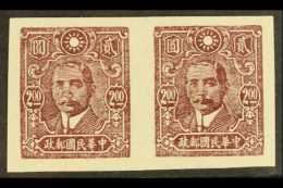 1942-6 $2 Purple-brown, Dr. Sun Yat-sen, IMPERF PAIR, SG 646a, Mint, No Gum As Issued. For More Images, Please... - Altri & Non Classificati