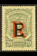 PRIVATE AIRS - SCADTA REGISTRATION 1923 "E" Overprinted (for Spain) 20c Grey With Large Red "R", SG R37E, Very... - Colombia