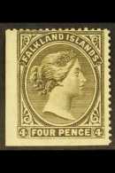 1885-91 4d Grey Black Wmk Sideways, SG 10, Unused No Gum Lower Left Corner Example With Two Straight Edges, Minute... - Falkland