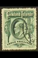 1904-12 5s Deep Green Rough Perforation Printing (as Listed In Heijtz) With "FLYING TRIANGLE" Variety (position... - Falkland Islands