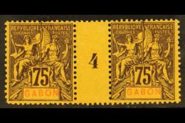 GABON 1904-07 75c Brown On Orange Tablet (Yvert 29, SG 2, Maury 27), Very Fine Mint Horizontal '4' MILLESIME PAIR,... - Other & Unclassified