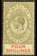 1921-27 (wmk Mult Script CA) 4s Black And Carmine, SG 100, Very Fine Mint. For More Images, Please Visit... - Gibilterra