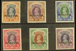 PATIALA 1937-38 KGVI "RUPEE" Set, SG 92/97, Fine Mint (tiny Hinge Thin To 25r). An Elusive Set (6 Stamps) For More... - Altri & Non Classificati