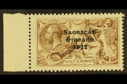 1922 2s 6d Pale Brown, 3 Line Thom Ovpt, Variety "Corner Re-entry", Hib. T59ca (SG 64 Var), Very Fine Mint... - Altri & Non Classificati