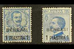 POST OFFICES IN LIBYA BENGHAZI - 1901 1pi On 25c & 1911 1pi On 25c, Sassone 1/2, Very Fine Mint (2). For More... - Other & Unclassified