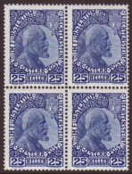 1912 25h Blue On Surfaced Paper, Michel 3x, Superb NEVER HINGED MINT BLOCK OF FOUR.  Signed Sorani. For More... - Altri & Non Classificati