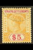 1892 $5 Orange And Carmine, SG 105, Very Fine Used. For More Images, Please Visit... - Straits Settlements