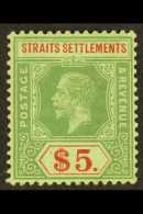 1912 - 23 $5 Green And Red Die II On Emerald Back, SG 212d, Very Fine And Fresh Mint. For More Images, Please... - Straits Settlements