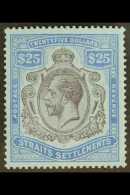 1921-33 $25 Purple & Blue/blue, SG 240b, Part OG & Tiny Thin. Elusive Issue For More Images, Please Visit... - Straits Settlements