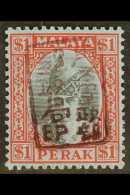 PERAK 1942 $1 Black & Red/blue (brown Opt'd), SG J 203a, Never Hinged Mint With Usual Streaky Brownish Gum.... - Other & Unclassified
