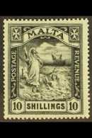 1921 10s Black, St Paul, Wmk Script, SG 104, Very Fine And Fresh Mint. For More Images, Please Visit... - Malta (...-1964)