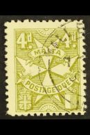 POSTAGE DUES 1967-70 4d Yellow Olive, SG D26, Fine Cds Used For More Images, Please Visit... - Malta (...-1964)