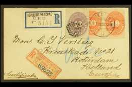 1891 (19 Sept) Registered Cover Addressed To Netherlands, Bearing 10c Vermilion (x2) + 10c Lilac Cancelled By... - Messico