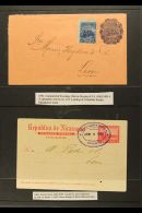 POSTAL STATIONERY 1892-1913 Fine Used Collection Comprising Postal Cards (4) And Envelopes (5). Note 1892 5c... - Nicaragua