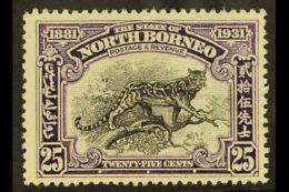 1931 25c Black & Violet 50th Anniversary - Leopard, SG 299, Never Hinged Mint, Fresh. For More Images, Please... - Borneo Del Nord (...-1963)