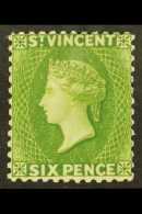 1883-84 6d Bright Green, Wmk Crown CA Perf 12, SG 44, Fine Mint. For More Images, Please Visit... - St.Vincent (...-1979)