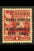 1935 1d Lake Silver Jubilee, Variety "perf 14 X 14½", SG 177a, Very Fine Mint. For More Images, Please... - Samoa
