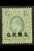OFFICIAL 1904 ½a Dull Green And Green With NO STOP AFTER "M" Variety, SG O10a, Very Fine Lightly Hinged... - Somaliland (Protectorate ...-1959)