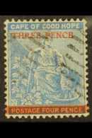 CAPE OF GOOD HOPE 1879 3d On 4d Blue, Variety "PENCB For PENCE", SG 34a, Very Fine Used. For More Images, Please... - Unclassified