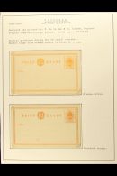 ORANGE FREE STATE POSTCARDS 1884-1898 Interesting Collection Of Unused Postal Stationery Cards Written Up On... - Unclassified