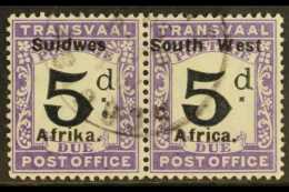 POSTAGE DUE 1927 5d Black And Violet, SG D33, Very Fine Used Pair. For More Images, Please Visit... - Africa Del Sud-Ovest (1923-1990)