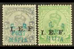 MAFIA ISLAND 1915-16 India KGV Opt'd "I.E.F" 3p & ½a Bearing Bluish Green "G R Post Mafia" Hand Struck... - Tanganyika (...-1932)