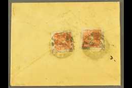 1933 2t Scarlets (SG 12B) Two Examples Tied To Envelope (slightly Reduced At Right) By Lhasa Circular Cancels. For... - Tibet
