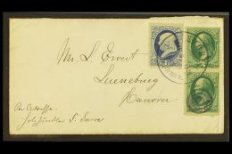 1879 (20 March) Cover Addressed To Lunenburg (Germany) Bearing 1c Blue & 3c Green Pair Tied By "SOQUEL... - Otros & Sin Clasificación