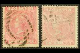 1867-83 5s Rose & 5s Pale Rose Both Plate 2, SG 126/7, Both Lightly Used With Original Colours & Full... - Other & Unclassified