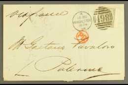 1873 6d Grey Plate 12, SG 125, On A 1874 (18 Mar) Letter Sheet To Palermo, Italy, Tied By A Fine Manchester Duplex... - Other & Unclassified
