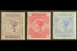 1883-84 2s6d, 5s & 10s High Values Set, SG 179, 180 & 183a, Each A Lovely Lightly Hinged Mint Example. A... - Other & Unclassified