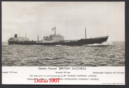 British Tanker - Steam Vessel British Duchess - Not Used - See The 2  Scans For Condition( Originalscan ! ) - Tanker