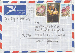 South Africa Air Mail Cover Sent To Germany Topic Stamps - Luftpost