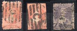 NEW ZEALAND 1865-67. CHALONS. Three Used Copies With Defects - Used Stamps